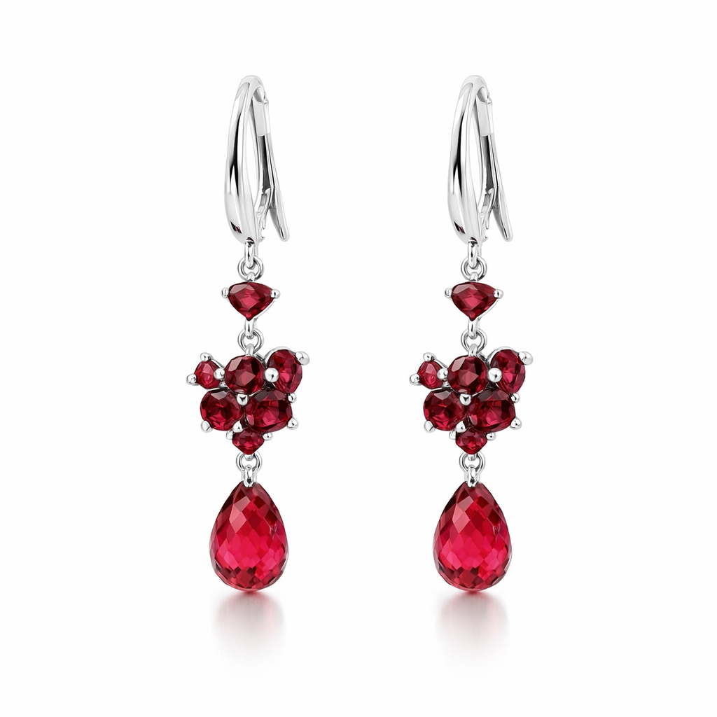 Rubellite Tourmaline Earrings In 18K White Gold