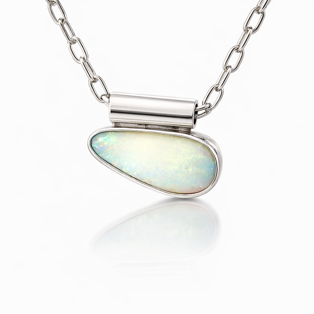 Elegant &amp; Captivating Crystal Opal 18K Pendant
