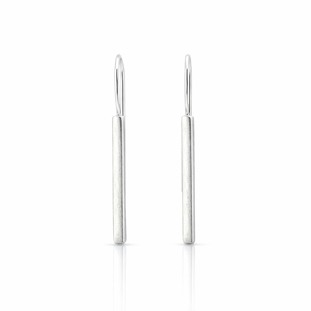 Matte Bar Sterling Silver Earrings
