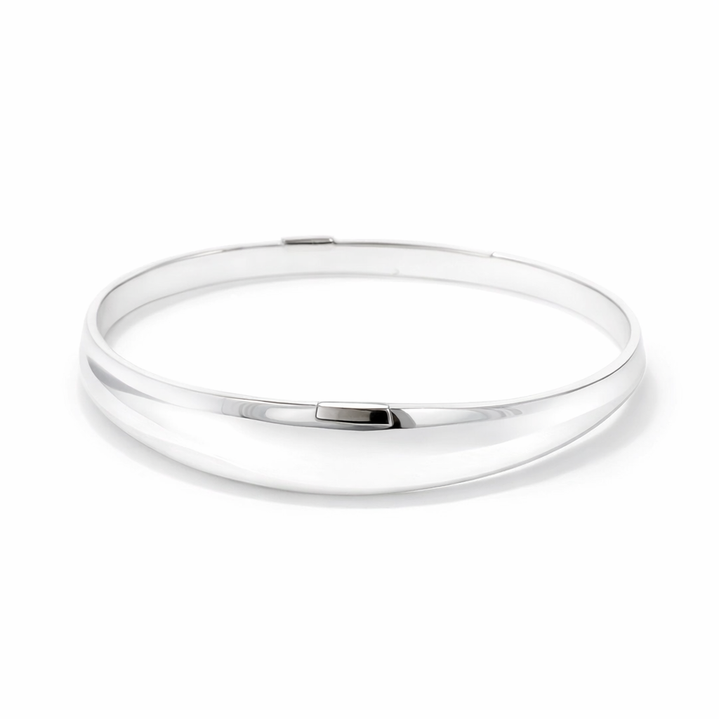 Organic Shaped Bangle In Sterling Silver