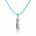 Silver Pendant | "Abundance" With Light Blue Cord