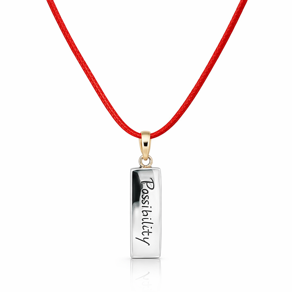 Silver Pendant | "Possibility" On Red Cord