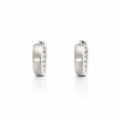 Huggie Hoops In 9K Brushed White Gold
