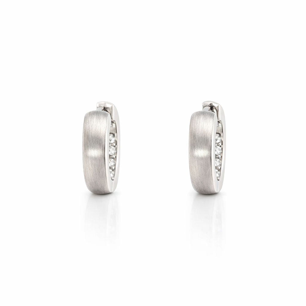 Huggie Hoops In 9K Brushed White Gold
