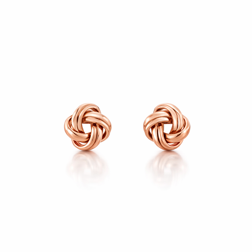 Knot Earrings In 9K Rose Gold