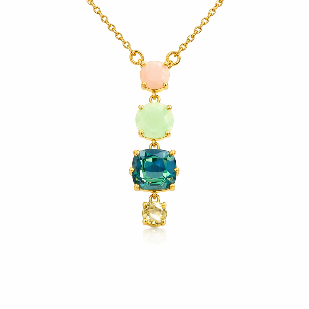La diamantine Acqua Azzurra Stones Pendant Necklace