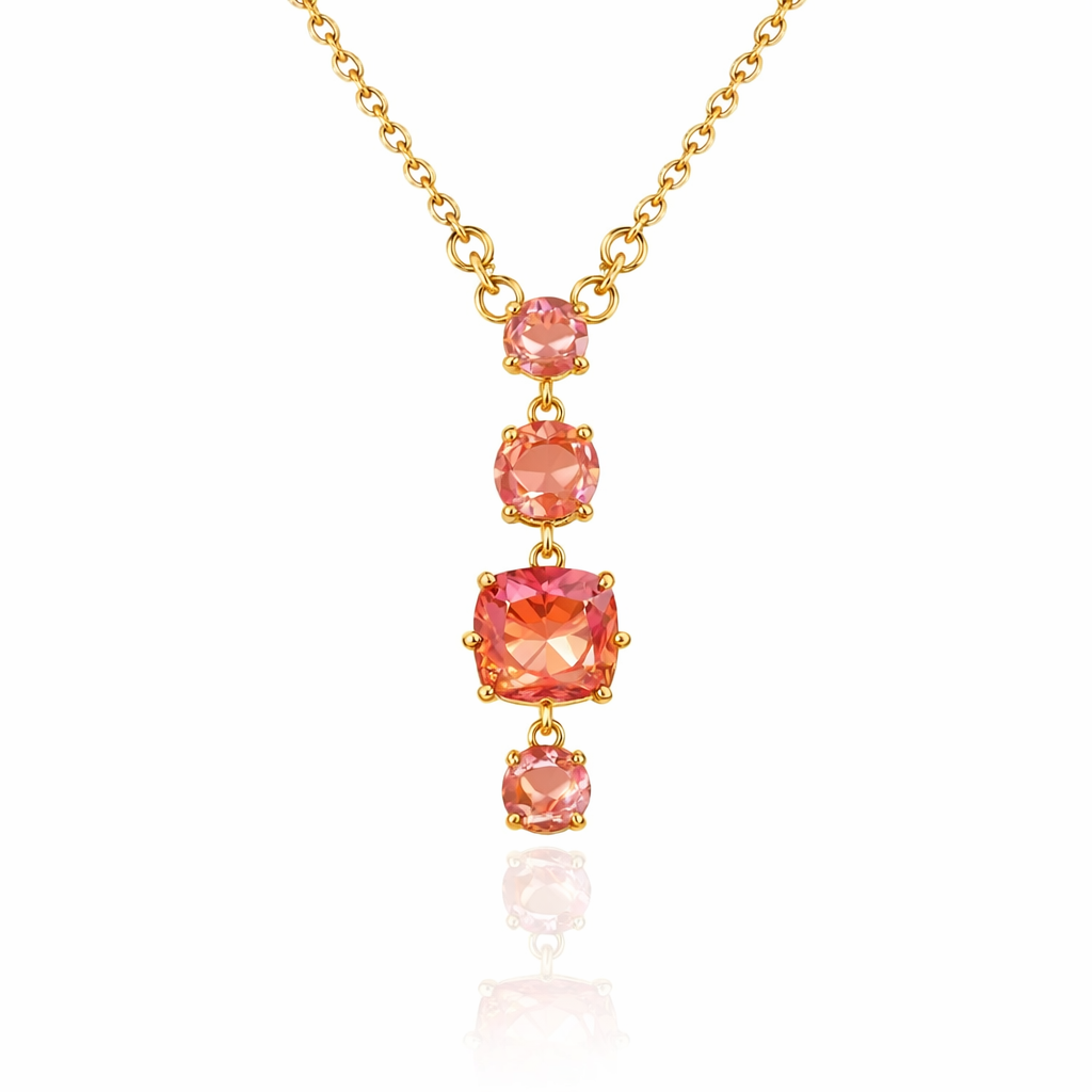 Peach La Diamantine Crystal Drop Necklace