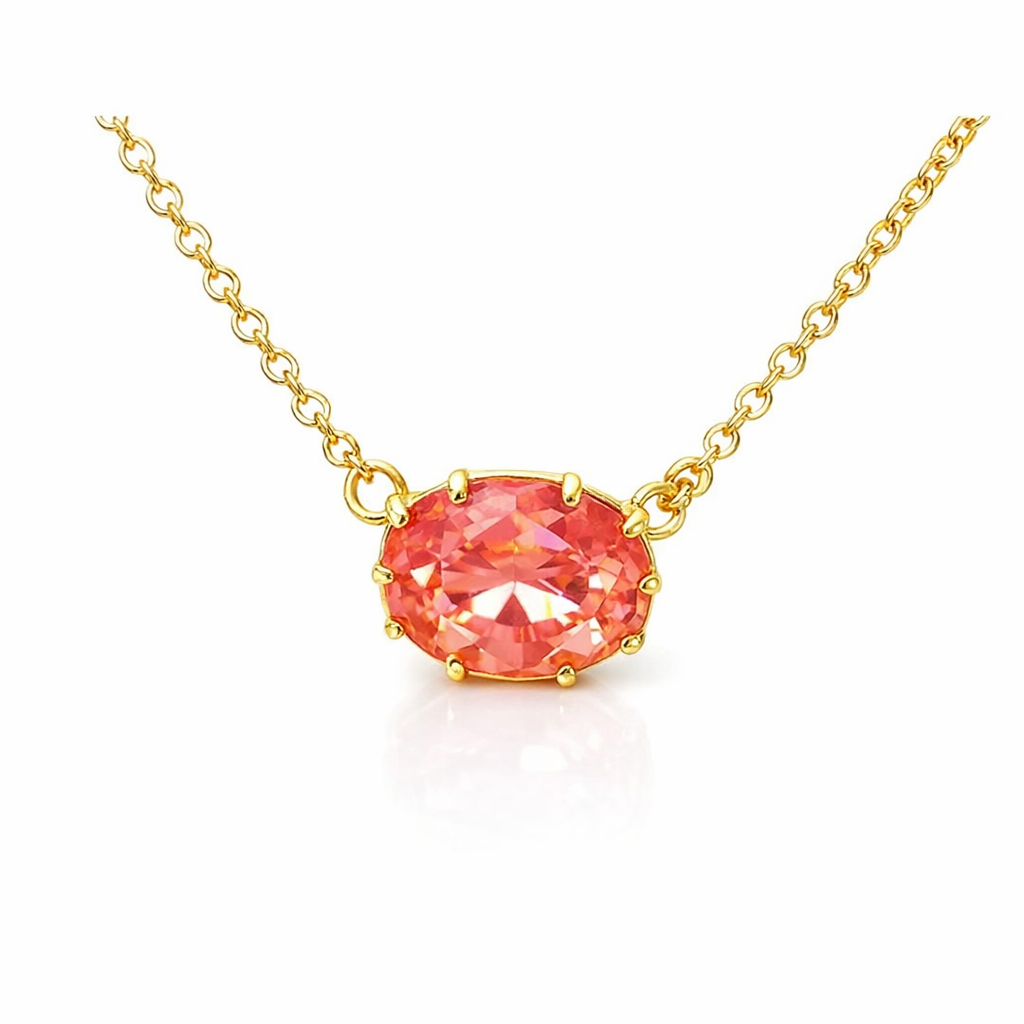 Peachy Pink La Diamantine Crystal Necklace