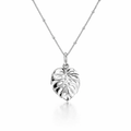 Monstera Pendant In 18K White Gold