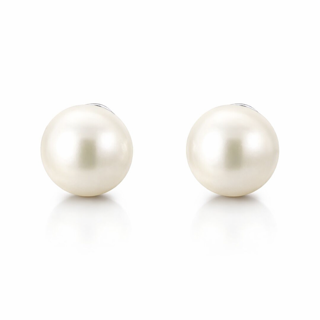 Freshwater Button Shaped Pearl Stud Earrings