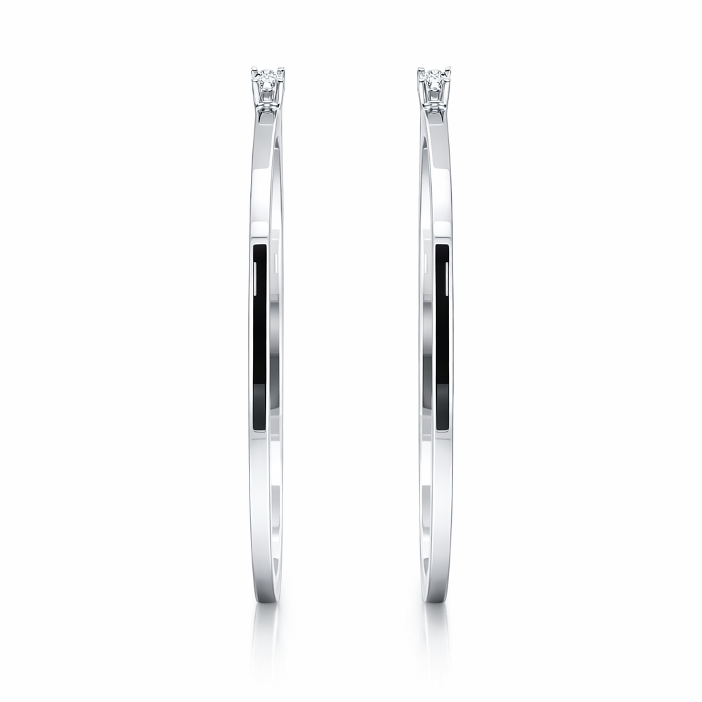 Sterling Silver Square Hoop Earrings  | 34mm