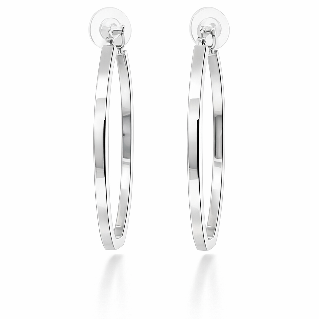Square Hoops in Sterling Silver  | 34mm