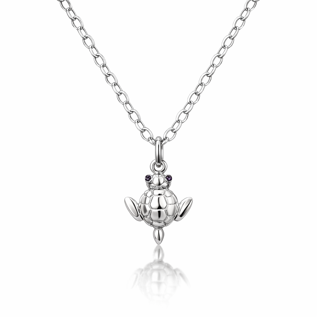 Turtle Pendant In 18K White Gold