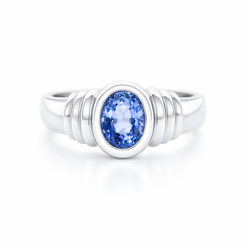 Ceylonese Sapphire Set In Platinum
