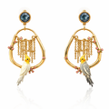 Duo Of Cockatiels And Rosebud Post Earrings
