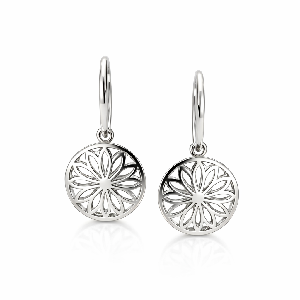 Pierced Disc Earrings In 9K White Gold