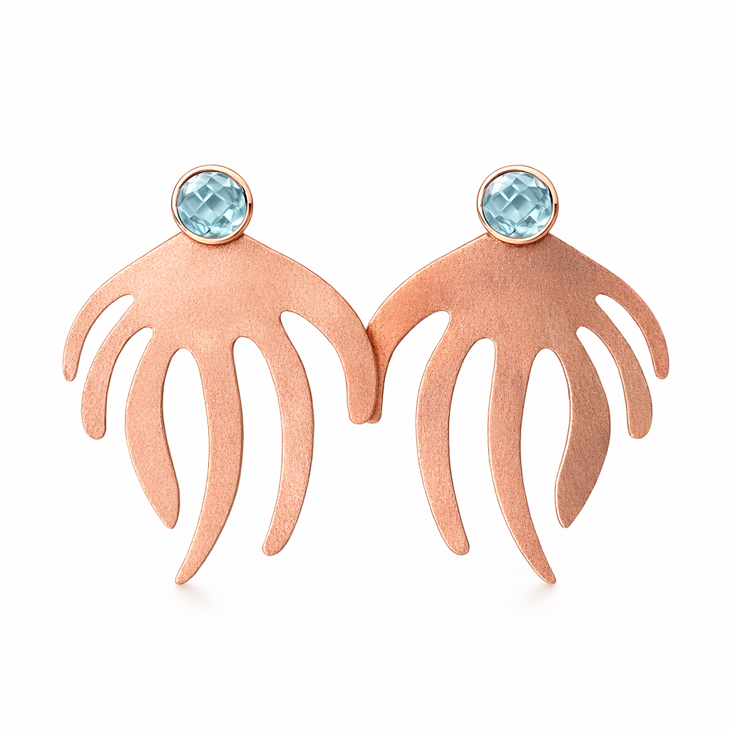 Brass Topaz Earrings | Rose Gold Plated