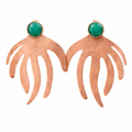 Rose Gold Plated Brass With Green Agate Studs