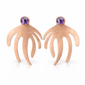 Rose Gold Plated Brass Earring With Amethyst Stud