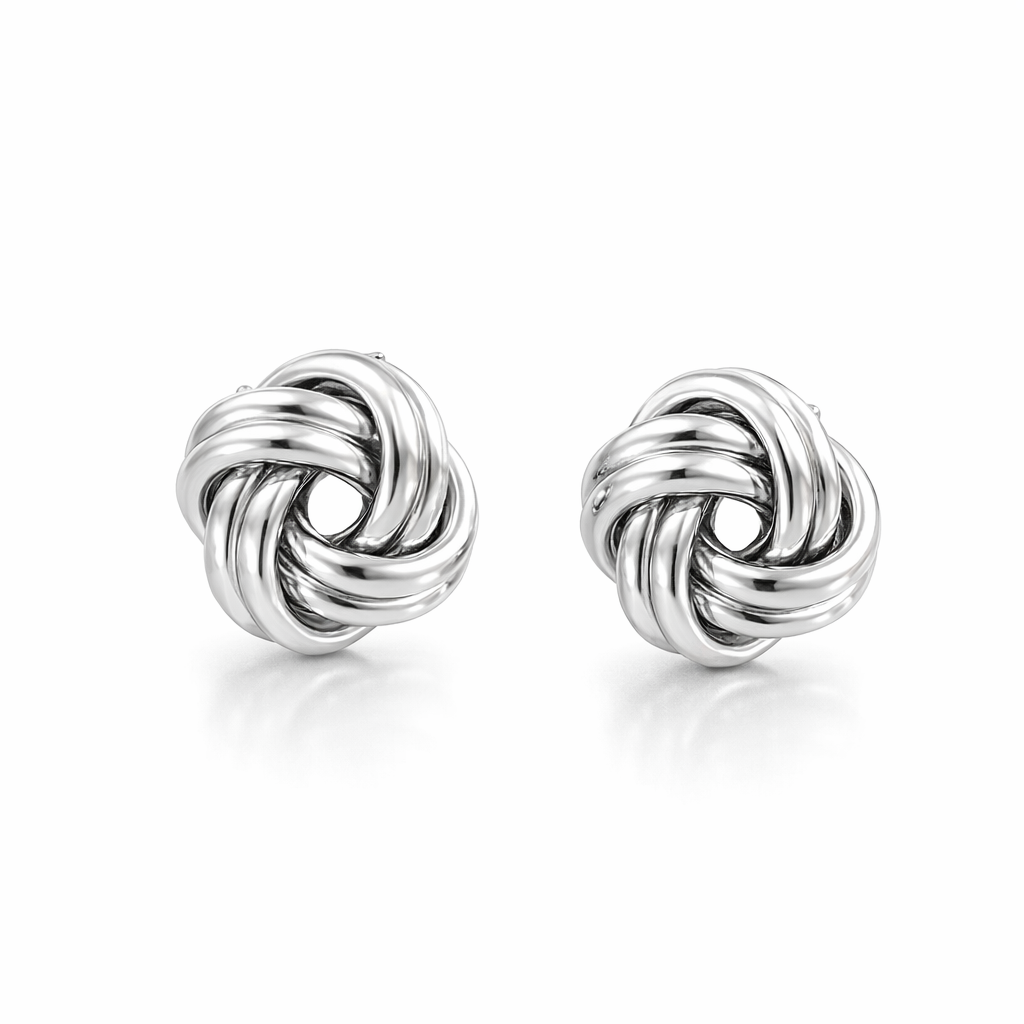 Knot Stud Earrings In Sterling Silver