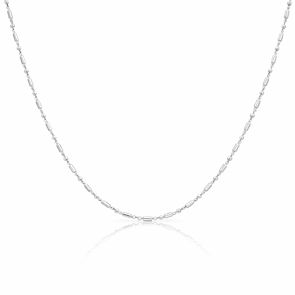 Delicate Bead &amp; Bar Necklace In Silver