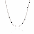 Midnight Harmony: Double Strand Silver Necklace with Onyx