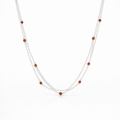 Carnelian Beads &amp; Three Strand Necklace In Silver