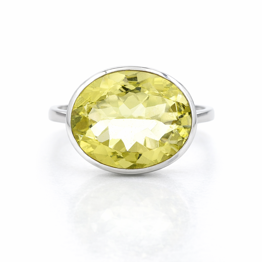 Lime Citrine Ring In Sterling Silver