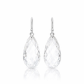 Clear Quartz Drop Earrings On Silver Hooks