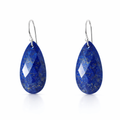 Drop Shaped Lapis Earrings In Sterling Silver