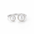 Two Freshwater Pearl Ring In Sterling Silver