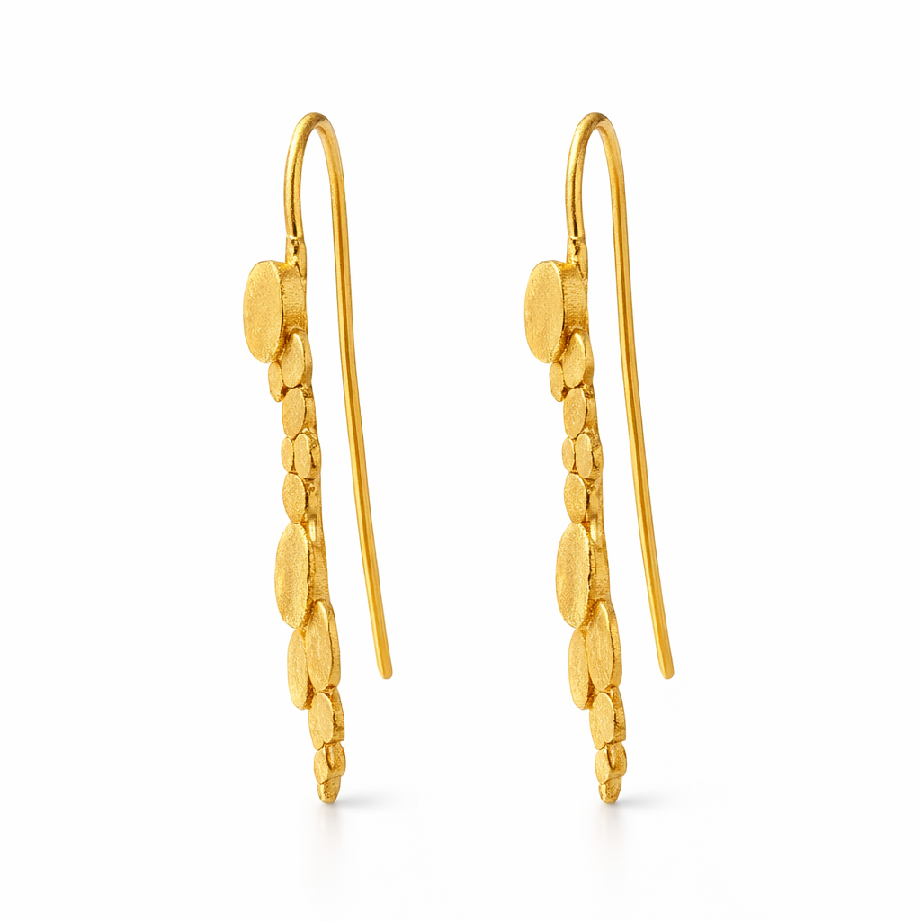 Matte Finished Gold Plated Drop Earrings