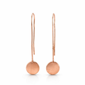 Rose Gold Plated Disc On A Long Drop Earrings