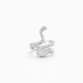 Cubic Set Snake Ear Cuff In Sterling Silver