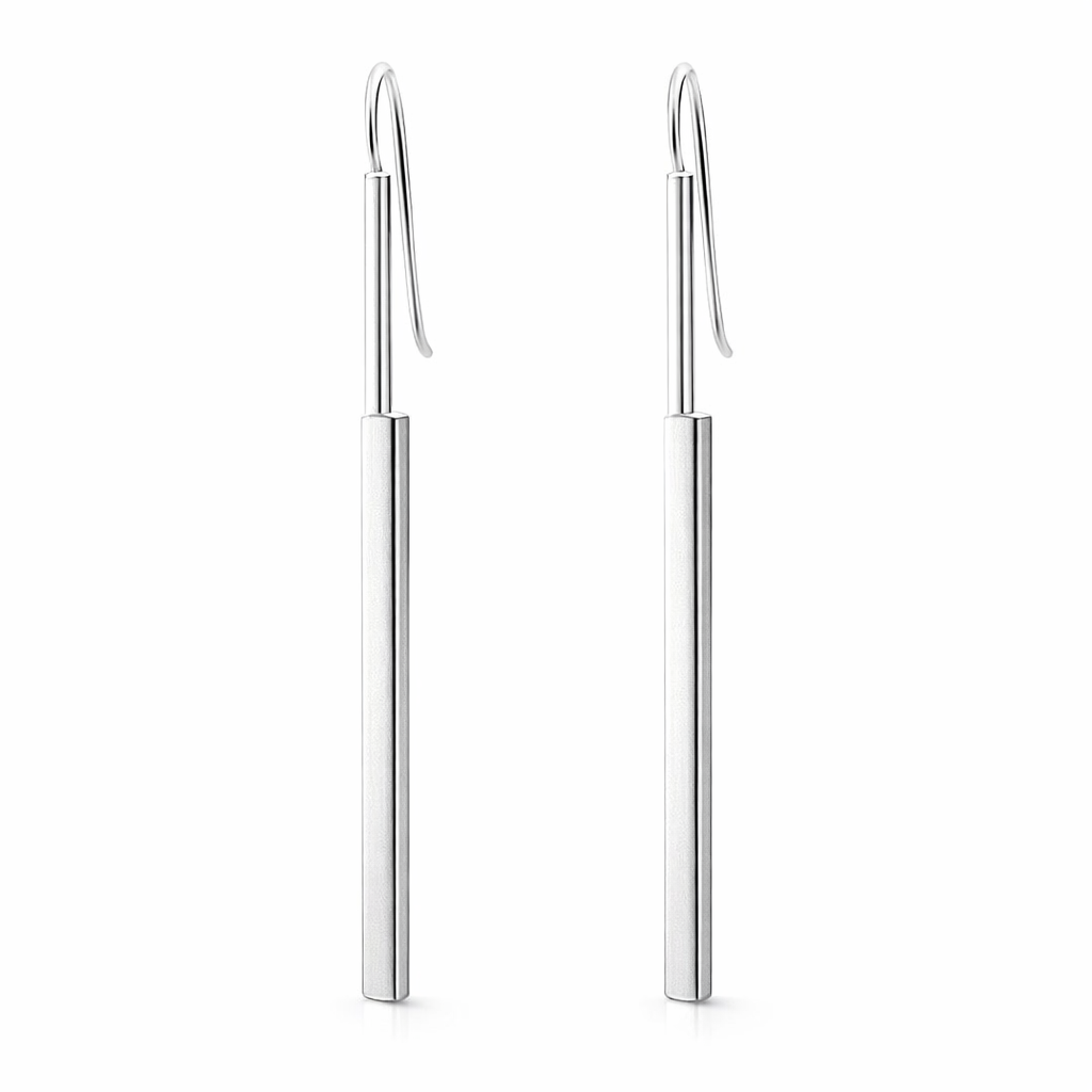 Long rectangular satin bar drop earring