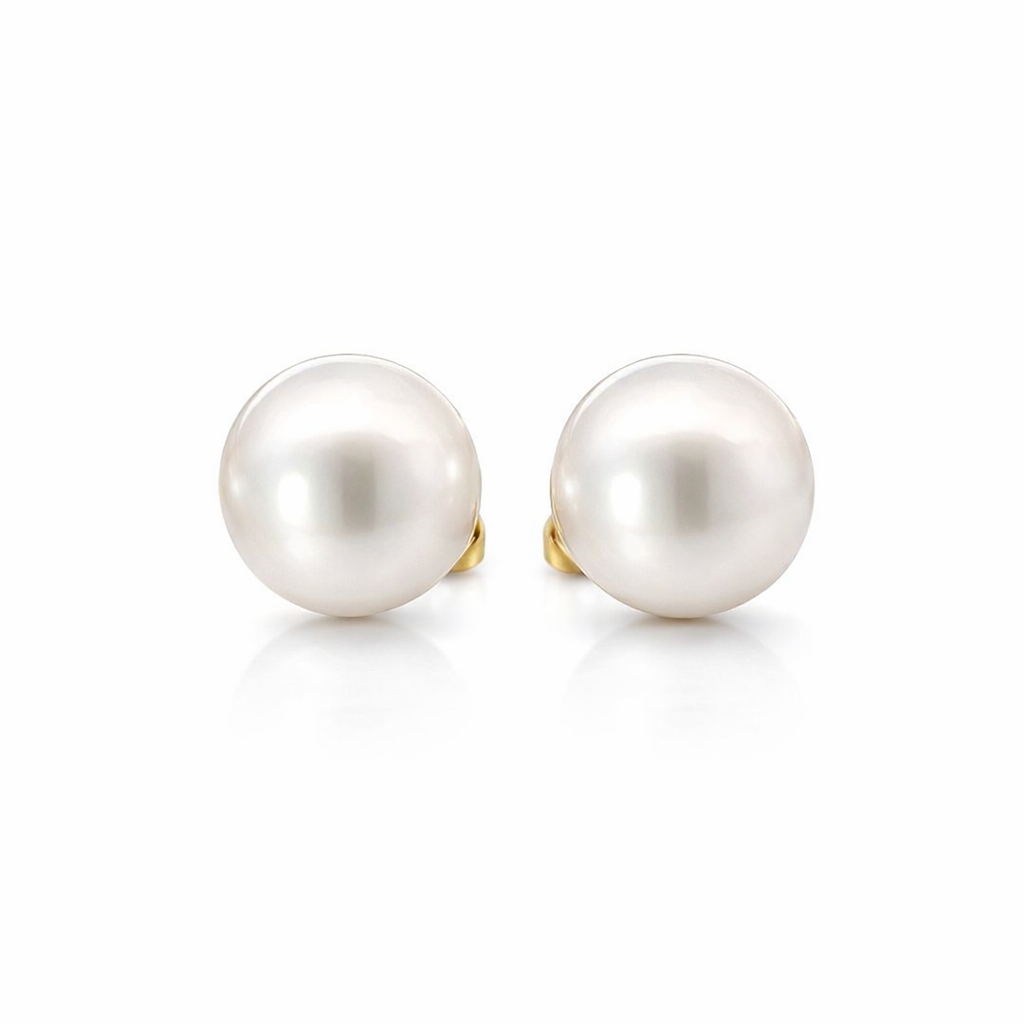 South Sea Pearl Stud Earrings In 18K Yellow Gold