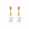 South Sea Pearl Drop Earrings In 18K With Diamond