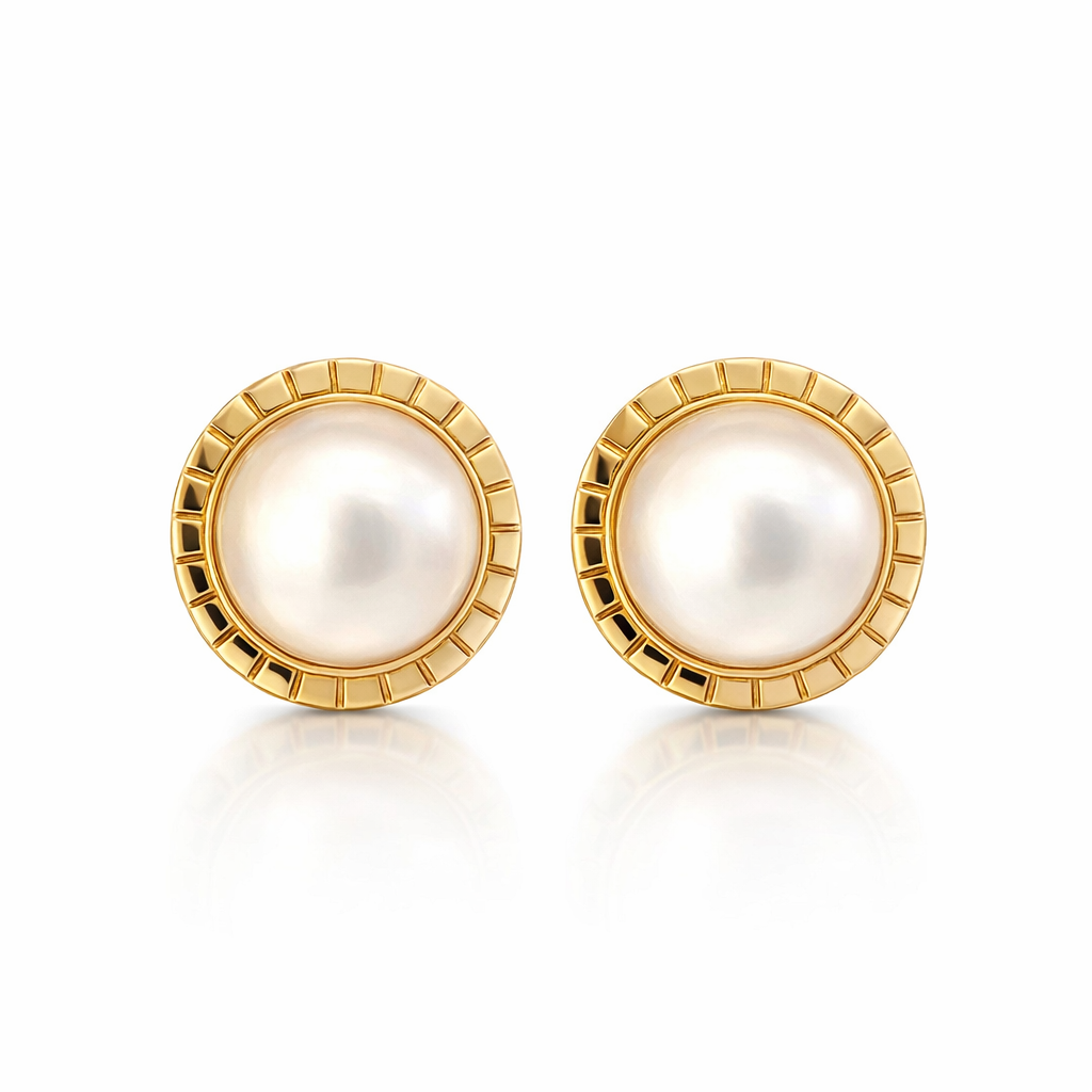 Mabe Pearl Stud Earrings | 14K