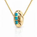 Inlaid Opal In A Unique Pod Shaped Pendant In 14K