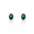 Solid Boulder Opal Stud Earrings In 18K