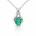 Striking Opal Pendant In 18K White Gold
