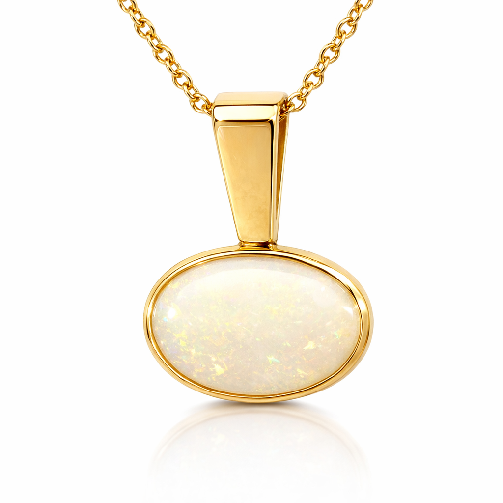 Crystal Opal Pendant In 18K Yellow Gold