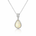 Crystal Opal Pendant In 14K White Gold