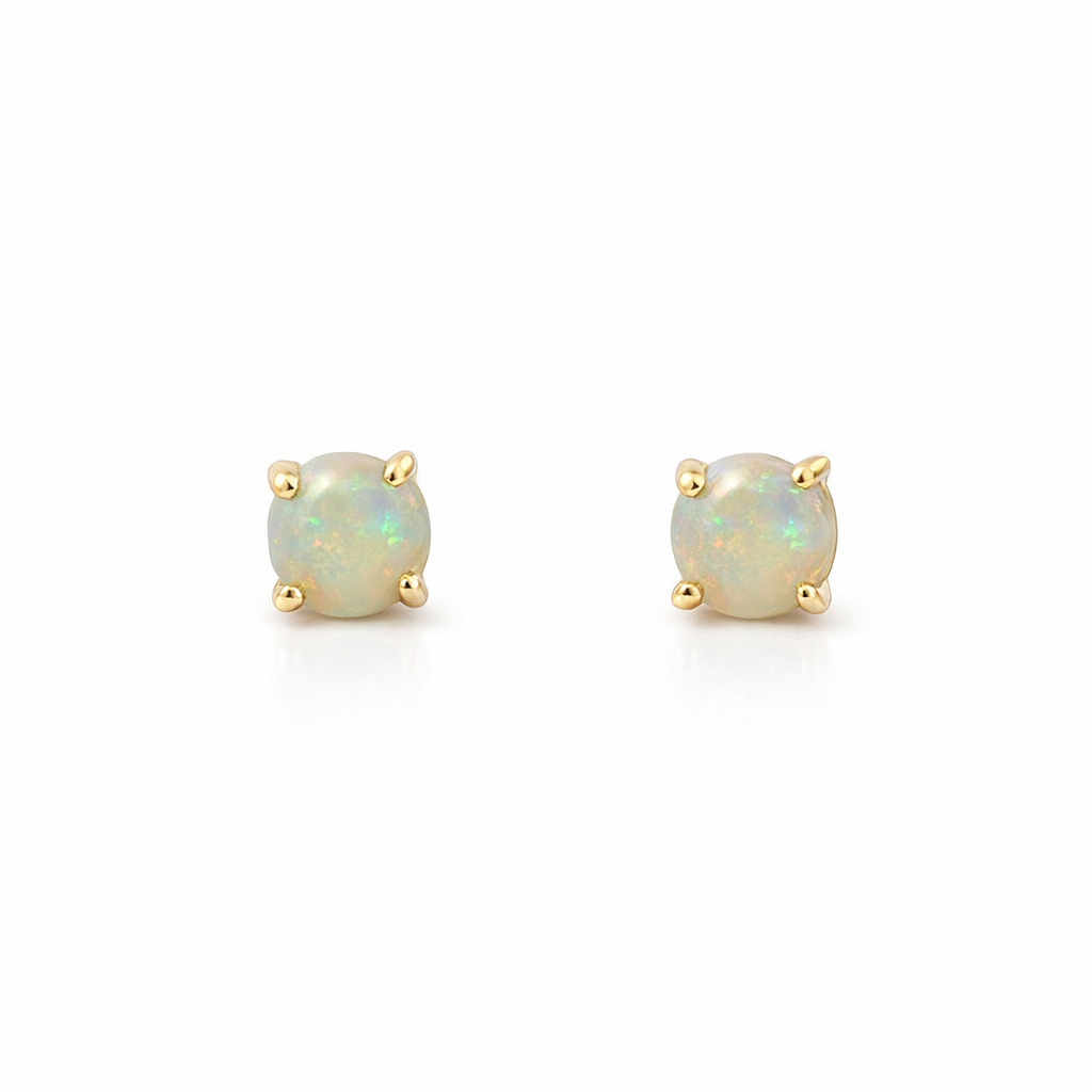 Solid Australian Opal Stud Earrings In 18K