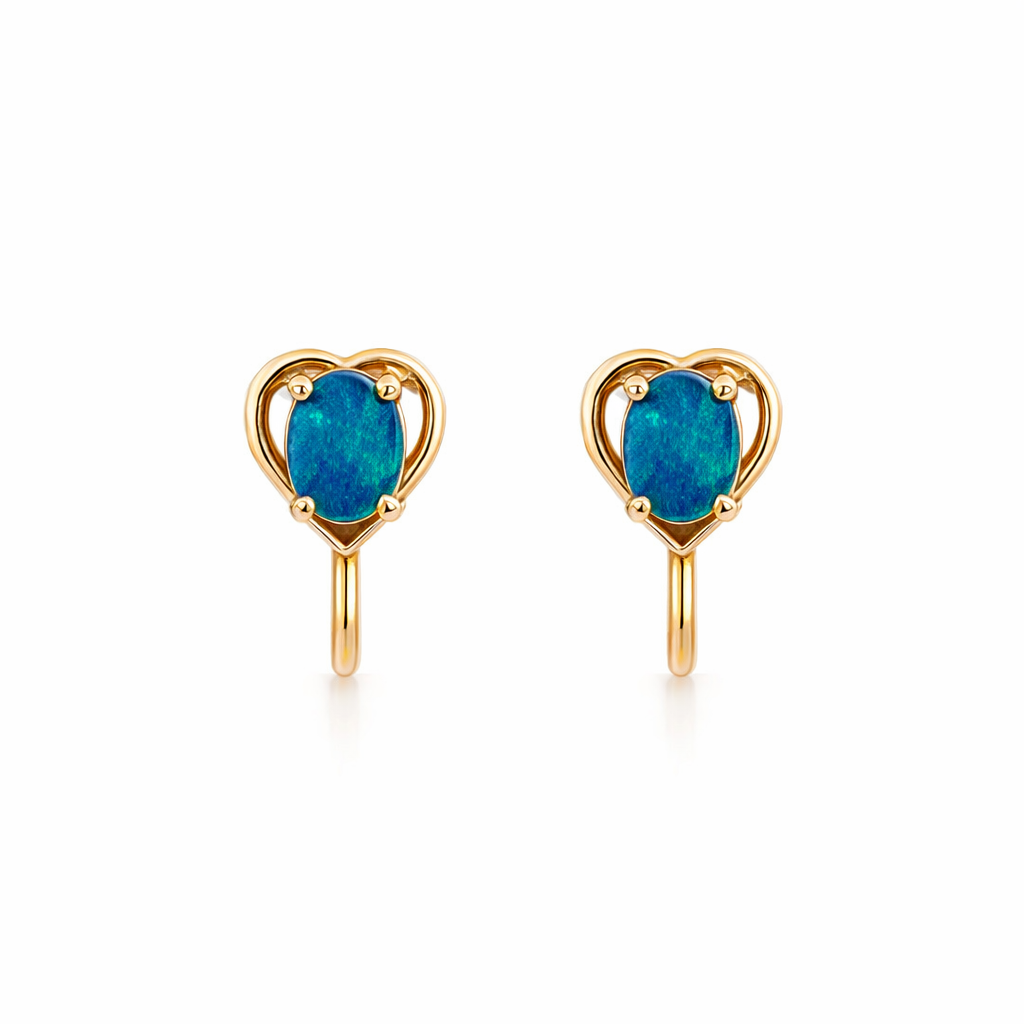 Doublet Opal Earrings | 14K Gold Screw-On