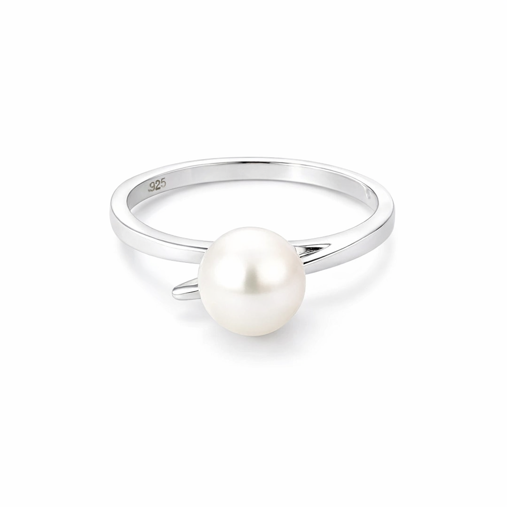 Freshwater Pearl Ring With A Sterling Silver Twist Band