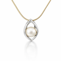 Marquise Shape Set With A Freshwater Pearl In Silver