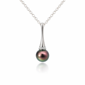 Glistening Tahitian Pearl Pendant In Silver With Cubics