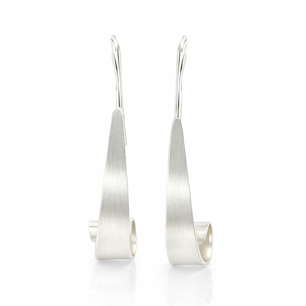 Satin Finished Sterling Silver Drop Earrings