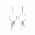 Drop Circle Tassel Earrings In Sterling Silver